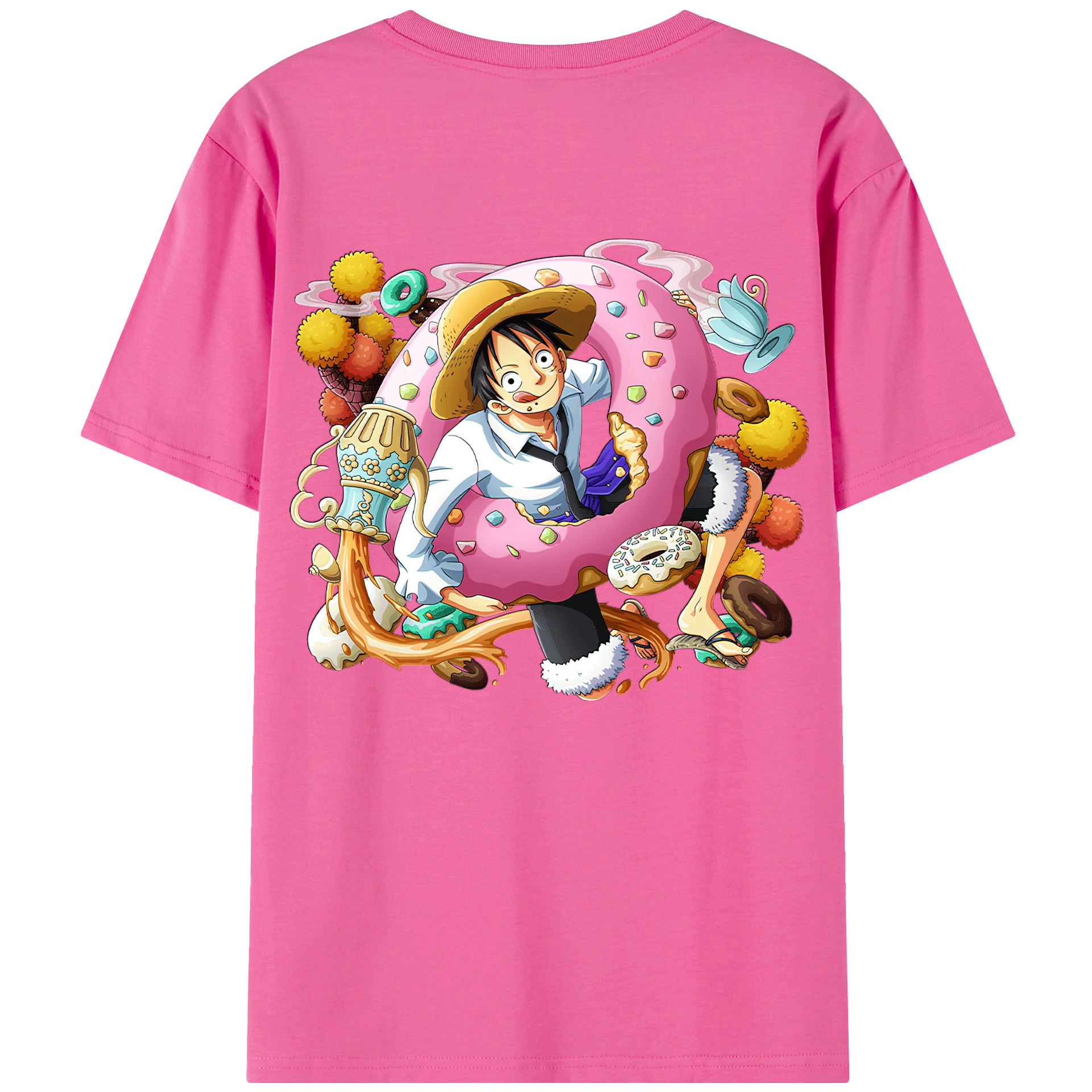 ワンピース モンキー・D・ルフィ ONE PIECE Monkey D. Luffy レディース半袖Tシャツ(バックプリント)